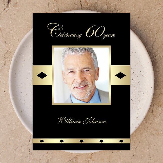 60e anniversaire de fête Invitation Photo 60e (Créateur téléchargé)