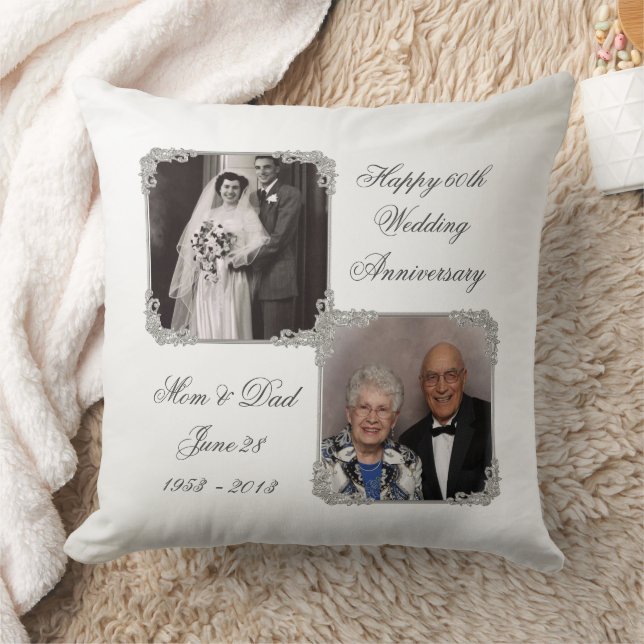60e anniversaire de Mariage Diamond Coussin photo (Couverture)