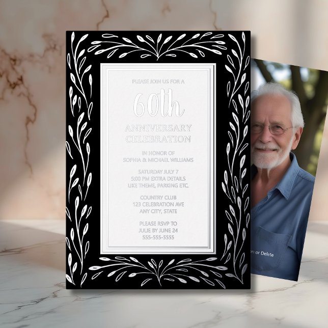 60e anniversaire de Mariage Invitations Noir (Créateur téléchargé)