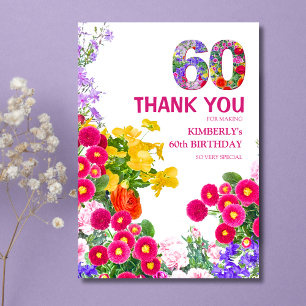 60e anniversaire fête bouquet floral carte de reme