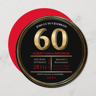 60e anniversaire Gold Black Party Invitation