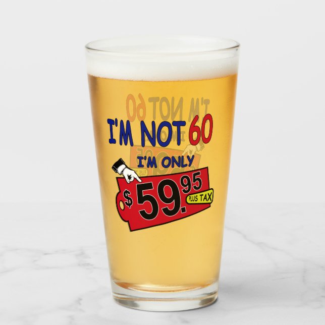 60e anniversaire Humour 59.95 pinte verre (Devant (rempli))