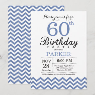 60e anniversaire Invitation Blue Chevron