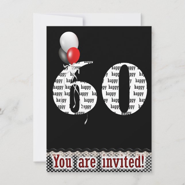 60e anniversaire Invitation de fête (Devant)