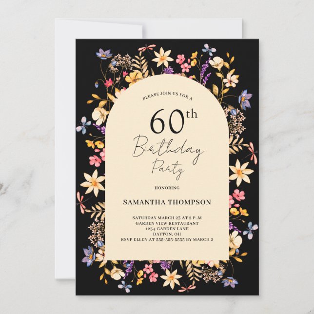 60e anniversaire Invitation de Fleurs sauvages flo (Devant)