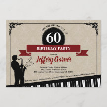 60e anniversaire invitation Jazz music thème