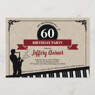 60e anniversaire invitation Jazz music thème