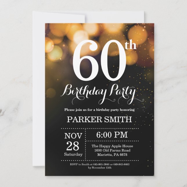 60e anniversaire Invitation Parties scintillant d' (Devant)