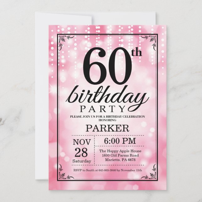 60e anniversaire Invitation Parties scintillant ro (Devant)