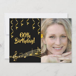 60e anniversaire invitation photo noir or glam