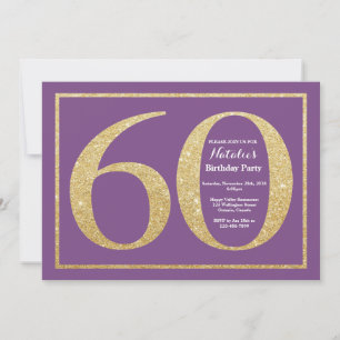 60e anniversaire Invitation Purple and Gold Partie