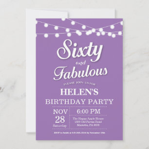 60e anniversaire Invitation violet fabuleux