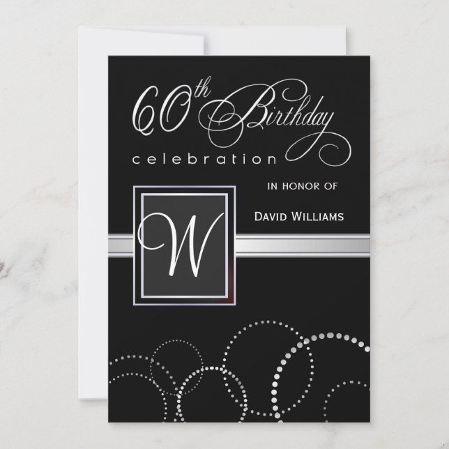 60e anniversaire Invitations à la fête - avec Mono (Devant)