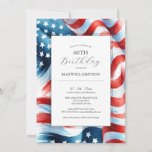 60e anniversaire Invitations drapeau américain