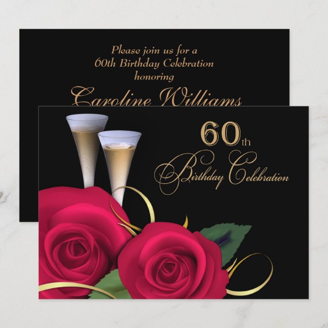 60e anniversaire Invitations personnalisées (Devant / Derrière)