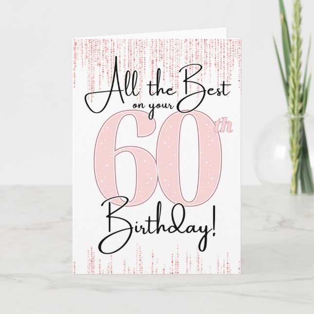 60e anniversaire jolie en rose carte (Devant)