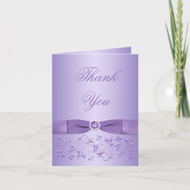 60e Anniversaire Lilac Floral Carte de remerciemen (Devant)