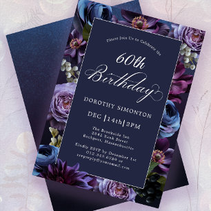 60e anniversaire Moody Purple Flower Invitation