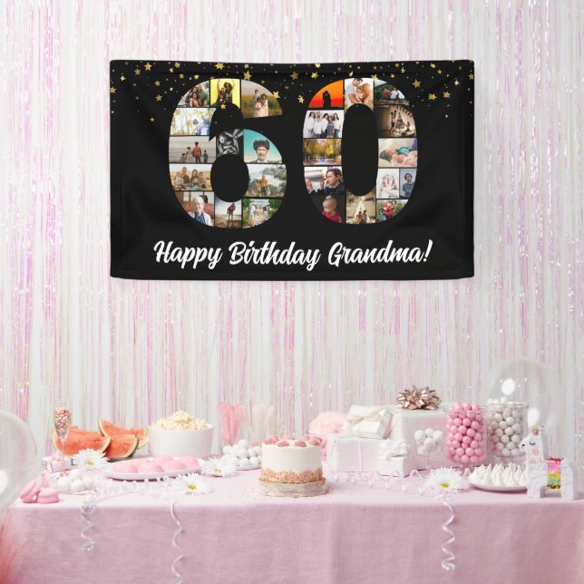 60e anniversaire Photo Collage Bannière pour grand (Fête)
