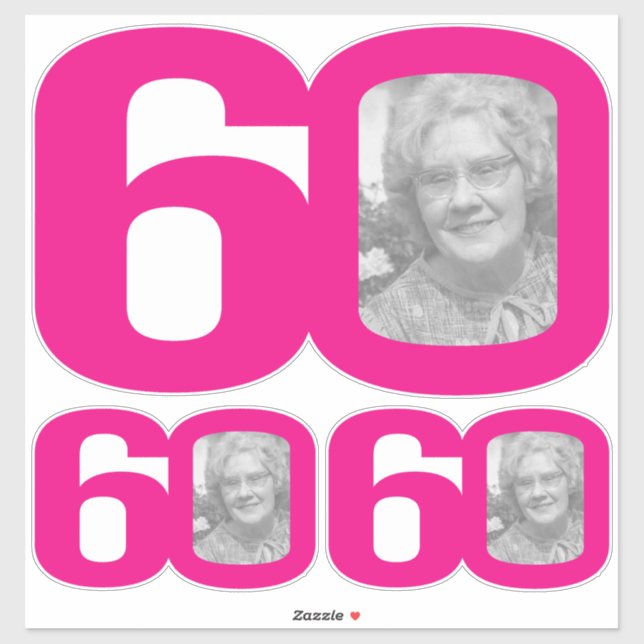 60e anniversaire photo dans les 0 autocollants (Feuille)