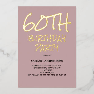 60e anniversaire Pink Party Foil Invitation
