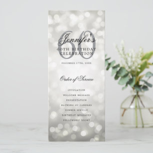 60e Anniversaire Programme Bokeh Argent Menu+Merci