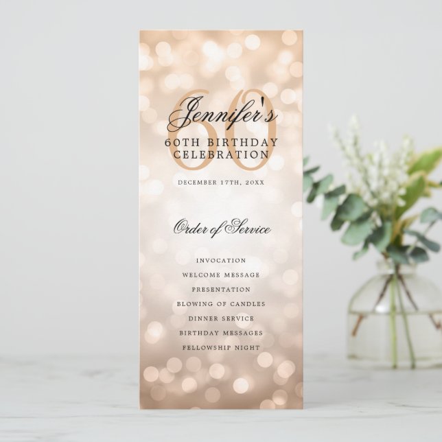 60e Anniversaire Programme Rose Gold Menu+Merci (Debout devant)