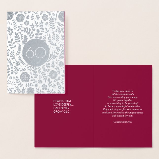 60e anniversaire Real Foil Cartes de voeux de luxe (Affichage)