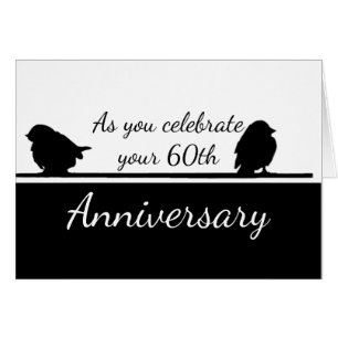 60e Anniversaire Romantique mignon oiseaux couple
