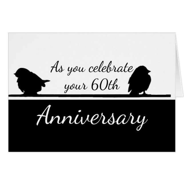 60e Anniversaire Romantique mignon oiseaux couple (Devant horizontal)
