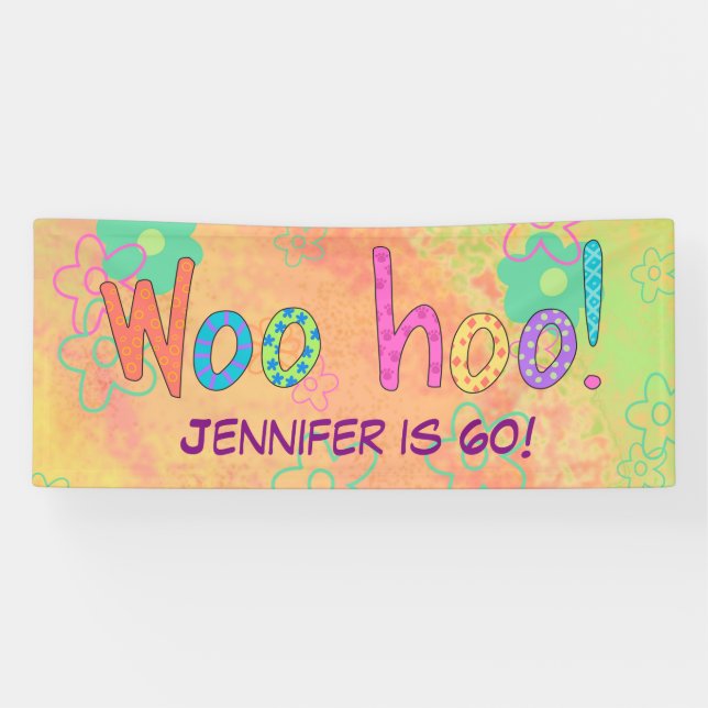 60e anniversaire WooHoo Nom Bannière personnalisée (Horizontal)