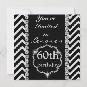 60e CHEVRON RHINESTONE REGARDE Invitation d'annive