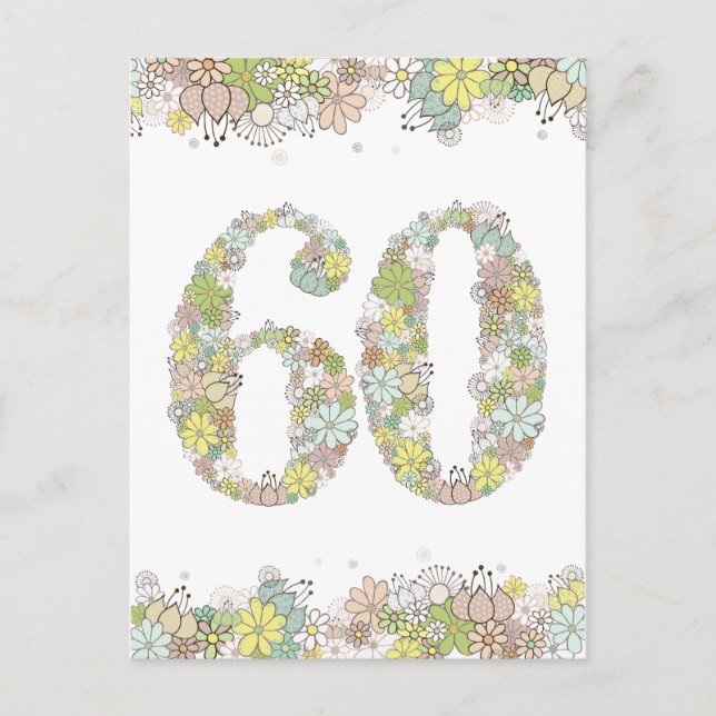 60e fête d'anniversaire Dames Fleurs Carte postale (Devant)
