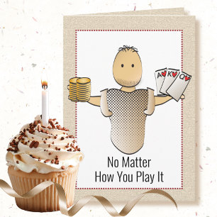 60e Funny Poker jeu carte d'anniversaire pour lui