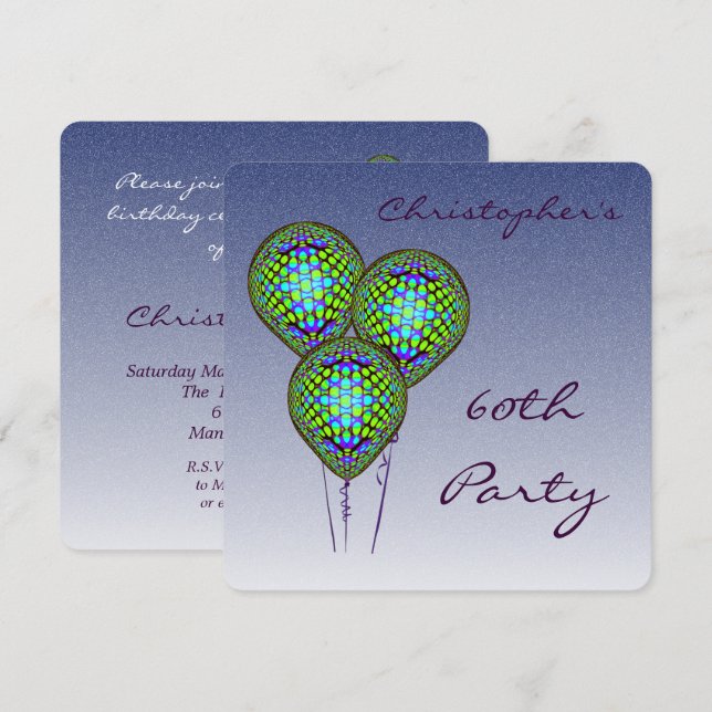 60e Invitation de ballon bleu (Devant / Derrière)