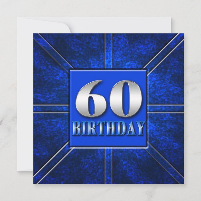60E INVITATION DE FÊTE D'ANNIVERSAIRE - ARGENT BLE (Devant)