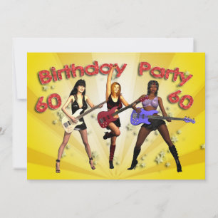 60e invitation de fête d'anniversaire avec un grou