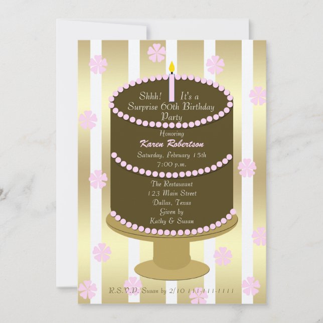 60e Invitation de fête d'anniversaire surprise (Devant)