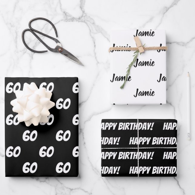 60e Joyeux Anniversaire Personnalisé Nom Papier d' (Recto)
