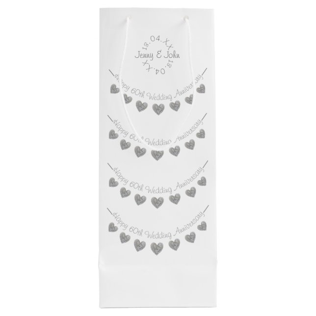 60e Mariage diamant Anniversaire sac cadeau vin (Dos)
