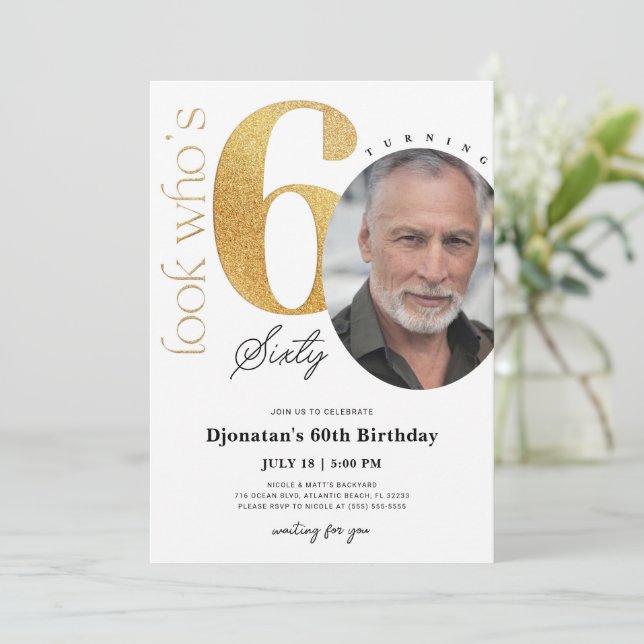 60ème anniversaire d'or Invitation avec photo (Debout devant)