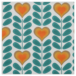 60er 70er Mod Retro-Herz-Blume v1 Stoff