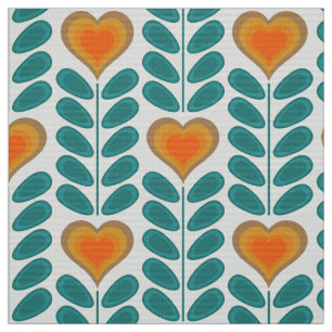 60er 70er Mod Retro-Herz-Blume v1 Stoff