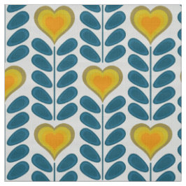 60er 70er Mod Retro-Herz-Blume v2 Stoff