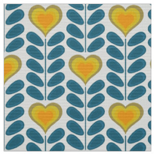 60er 70er Mod Retro Herz Blumen v2 Stoff