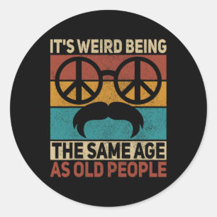 60er 70er Outfit Hippie Vater Geburtstag Großvater Runder Aufkleber