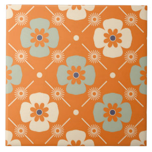 60er 70er Retro-Blumentafel Fliese