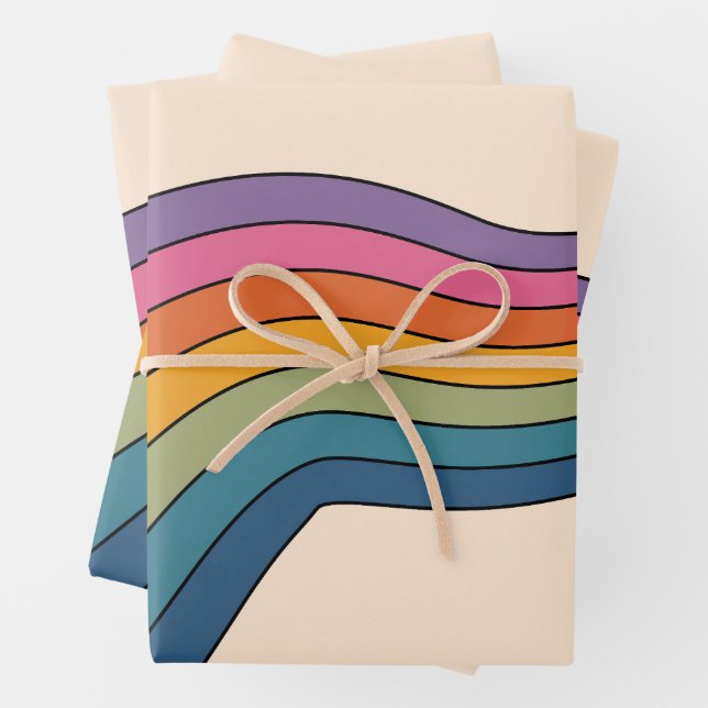 60er 70er Retro Streifen Geschenkpapier Set (Beispiel)