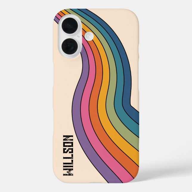 60er 70er Retro Streifen iPhone 16 Hülle (Rückseite)