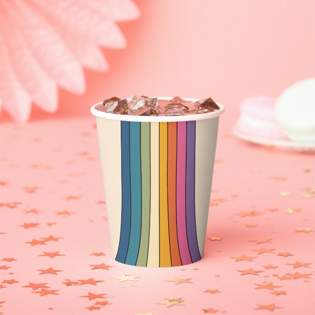 60er 70er Retro Streifen Pappbecher (Insitu)